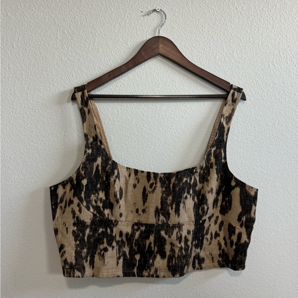 Linen-blend cropped bustier, NEW WITH TAG
